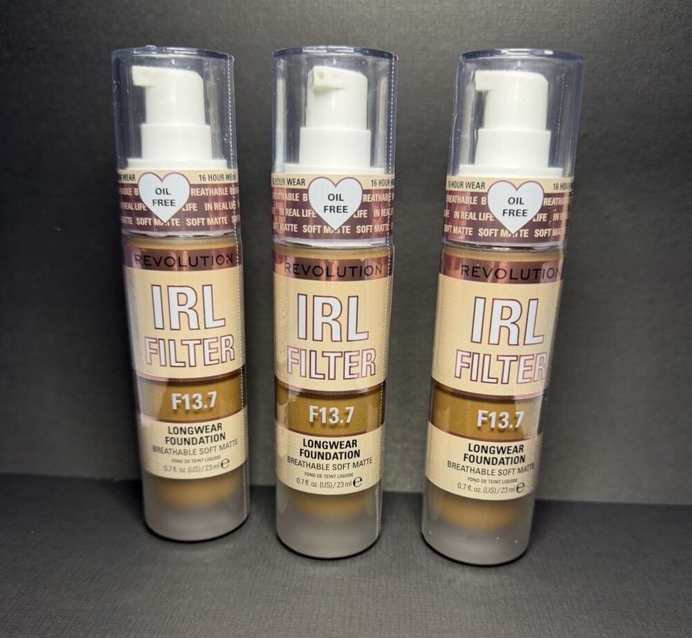 Makeup Revolution IRL Filter Foundation F13.7 3 Pack Full Coverage Soft Matte